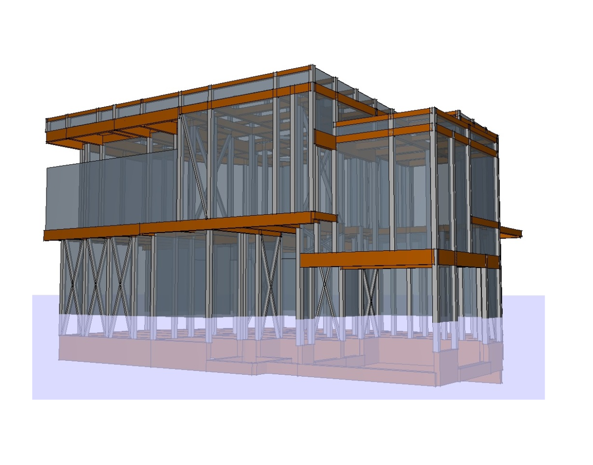 兵庫スキップフロアの家　構造体３DCG