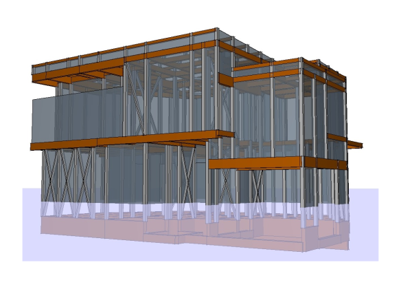 兵庫スキップフロアの家　構造体３DCG